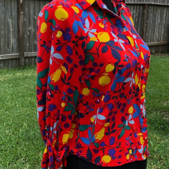 Floral 2/3 sleeve button down MAEVE blouse - Picture 3 of 8
